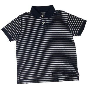 St. John's Bay Men's Interlock Polo Shirt M Black White Striped 100% Cotton